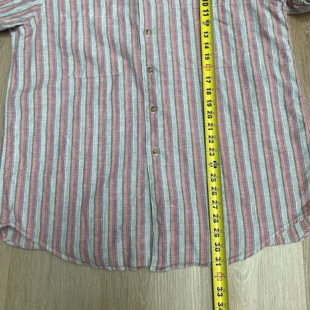 Vintage Boston Traders Limited Edition Linen Cotton Blend Mens L Striped Shirt - Picture 4 of 7